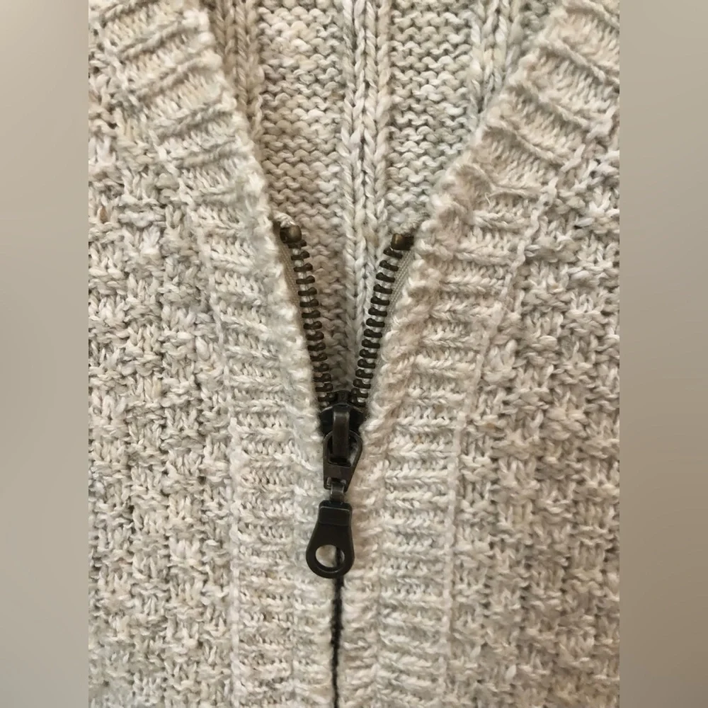 Vintage LizWear Sweater Vest Cardigan Zip Crop Oatmeal Cotton Blend Medium Y2K - Picture 5 of 6